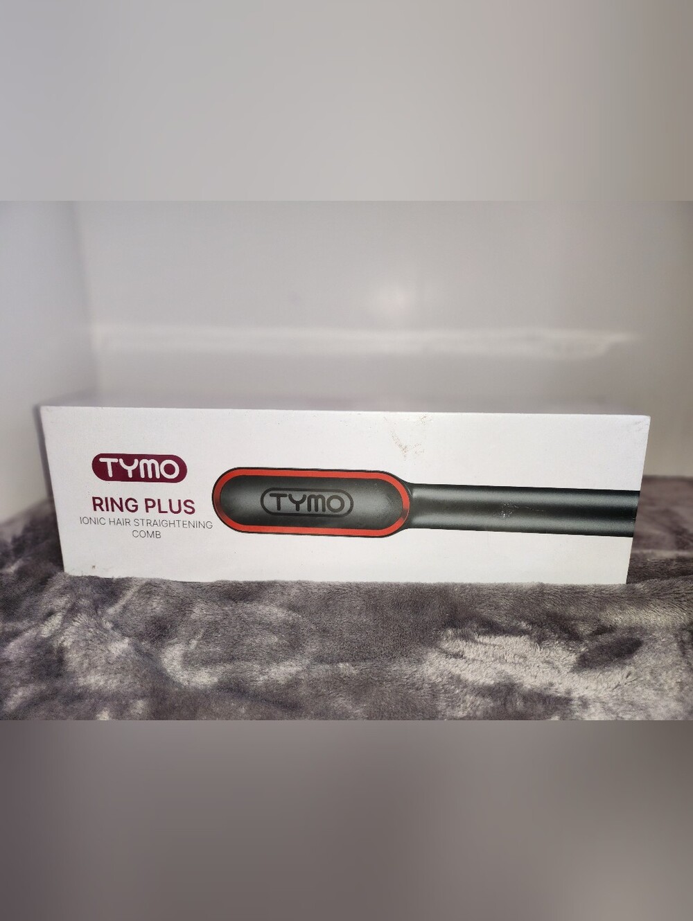 TYMO Ring Plus Ionic Hair Straightening Comb — Black with Red Accent